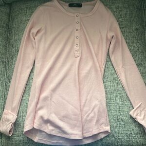 Twenty five a long sleeve pink waffle top in size xs
